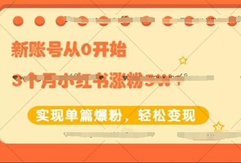 生财有术·小红书涨粉变现课：新账号从0开始实现3个月单篇爆粉5W+