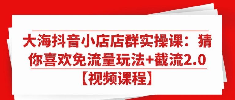 大海抖音小店店群实操课：猜你喜欢免流量玩法 截流2.0