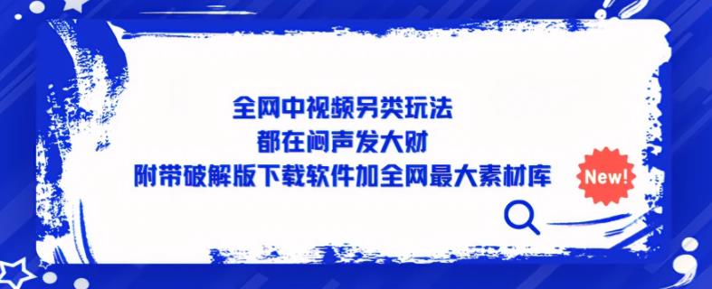 全网中视频另类玩法,都在闷声发大财,附带破解版下载软件加全网最大素材库