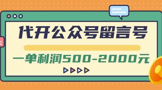 代开公众号留言号项目教程，一单利润500-2000元【视频教程】