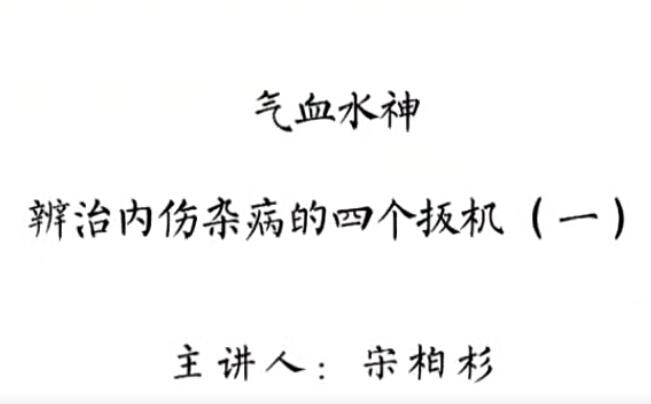 灵兰中医·气血水神宋柏杉：辩治内伤杂病的“四个扳机”（百度网盘）