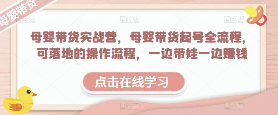 母婴带货实战营,母婴带货起号全流程,可落地的操作流程,一边带娃一边赚钱(附素材)