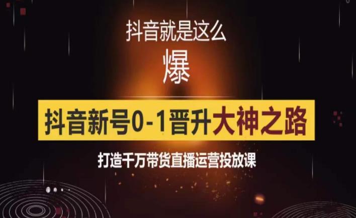 0粉自然流实战起号课,抖音新号0~1晋升大神之路,打造千万带货直播运营投放课