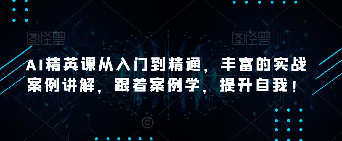 AI精英课从入门到精通,丰富的实战案例讲解,跟着案例学,提升自我!