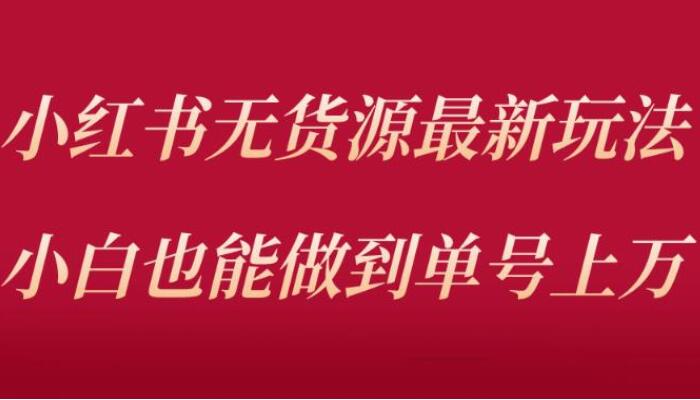 小红书无货源最新螺旋起号玩法（价值3980元）