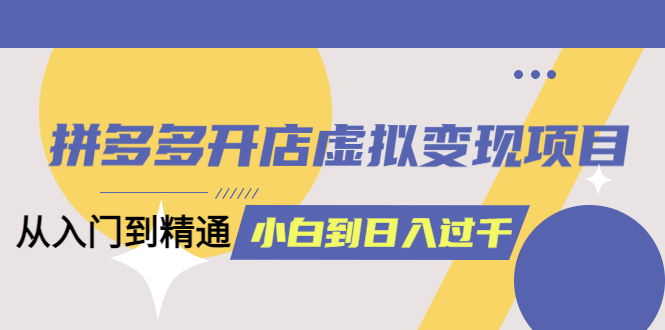 图片[1]-【拼多多开店实战教程】从入门到精通，日入1000不是梦！完整版教材-云上仙人