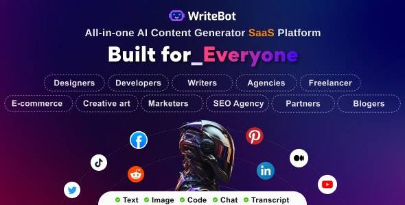WriteBot v1.7.0 - AI内容生成器SaaS平台