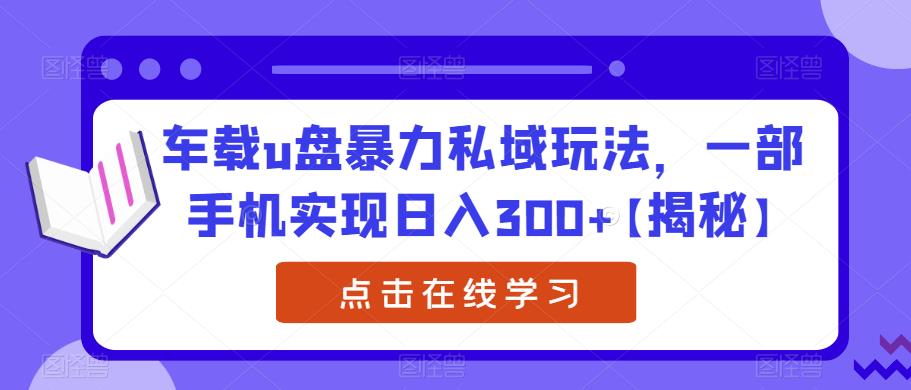 车载u盘暴力私域玩法,一部手机实现日入300 【揭秘】
