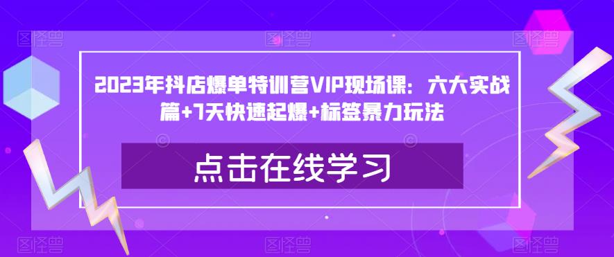 2023年抖店爆单特训营VIP现场课:六大实战篇 7天快速起爆 标签暴力玩法