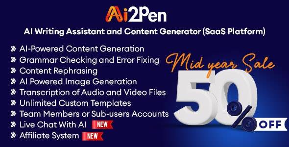 Ai2Pen v4.0 - AI写作助手和内容生成器（SaaS平台）