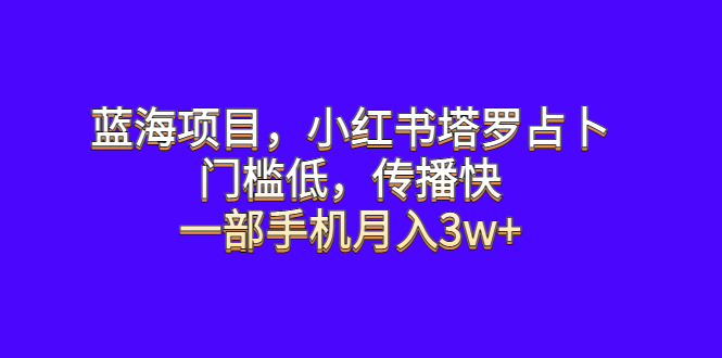 图片[1]-蓝海项目揭秘：小红书塔罗占卜，一部手机月入3w+，门槛低传播快！-云上仙人资源网