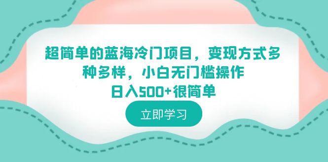 图片[1]-超简单蓝海冷门项目，小白0基础操作日入500+，多种变现方式助你轻松成功！-云上仙人资源网