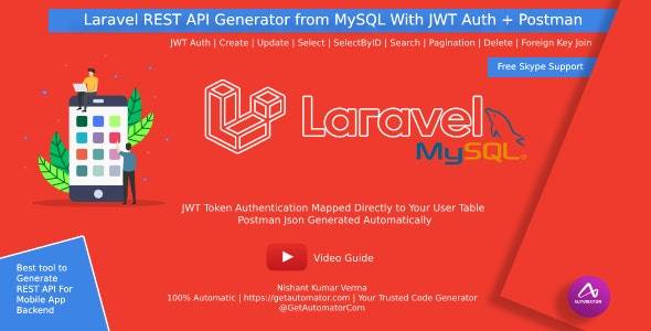 来自 MySQL 的 Laravel REST API 生成器，带有 JWT Auth + Postman v3.0