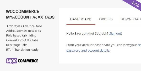 SS WooCommerce Myaccount Ajax 选项卡 v2.5.0