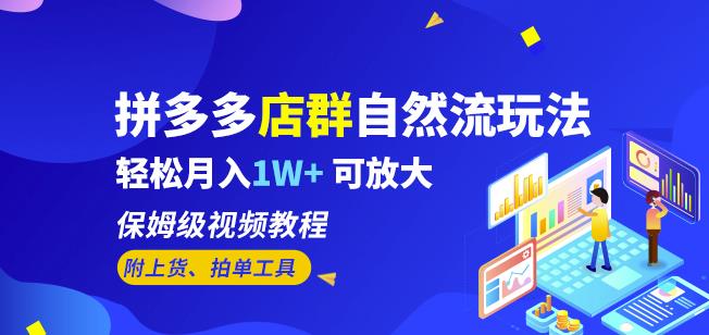 拼多多店群自然流玩法,轻松月入1W+保姆级视频教程(附上货、拍单工具)
