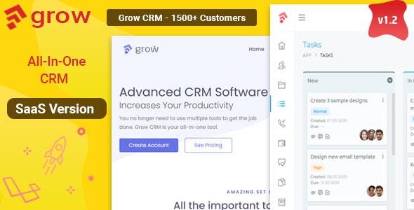 Grow CRM SaaS v1.2 - Laravel 项目管理 - 多租户