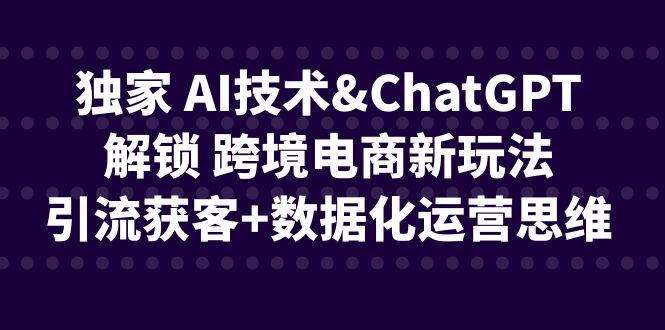 图片[1]-独家 AI技术&ChatGPT解锁 跨境电商新玩法，引流获客+数据化运营思维-云上仙人资源网