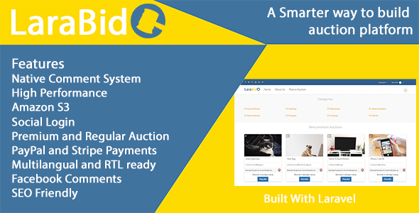 LaraBid v4.0.1 - Laravel PHP 拍卖平台