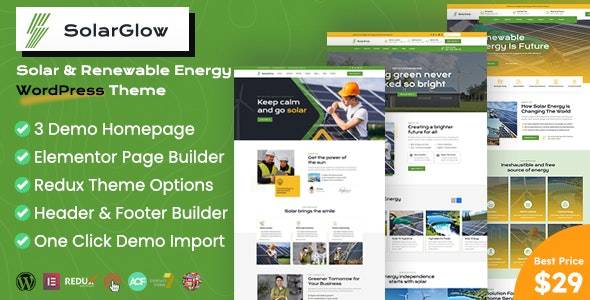 Solarglow v1.1.0 - 太阳能和可再生能源 WordPress 主题