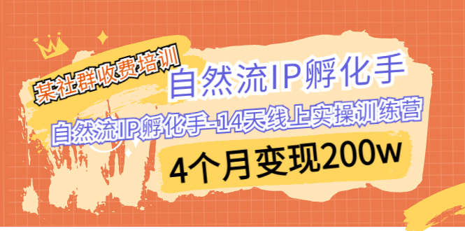 图片[1]-某社群收费培训：自然流IP 孵化手-14天线上实操训练营 4个月变现200w-云上仙人资源网