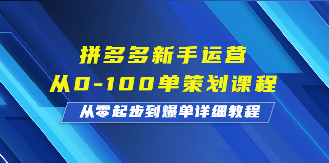 图片[1]-新手运营从0到100单，拼多多新手策划课程，从入门到爆单！-云上仙人资源网