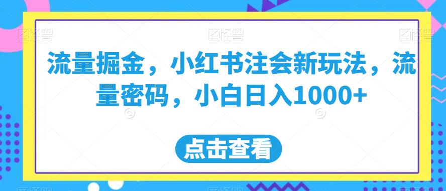流量掘金,小红书注会新玩法,流量密码,小白日入1000+【揭秘】