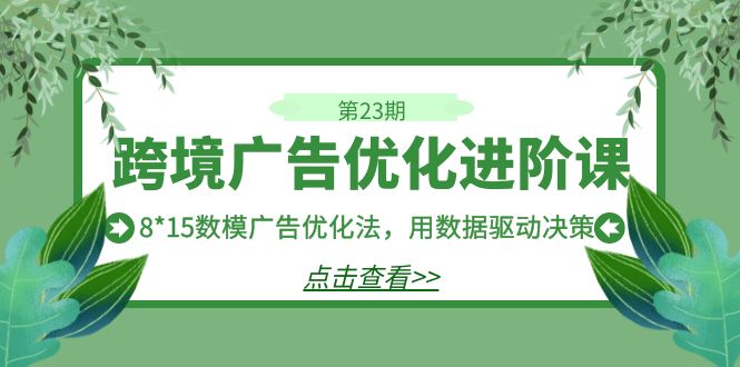 图片[1]-跨境广告·优化进阶课·第23期，8*15数模广告优化法，用数据驱动决策-云上仙人资源网