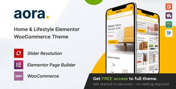 Aora v1.2.16 - 家居和生活方式 Elementor WooCommerce 主题