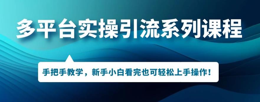 多平台引流实操系列课程,新手小白看完也可轻松上手进行引流操作