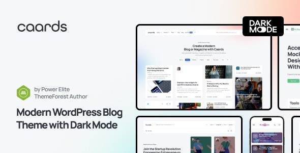 Caards v1.0.4 - 带深色模式的现代博客和杂志 WordPress 主题