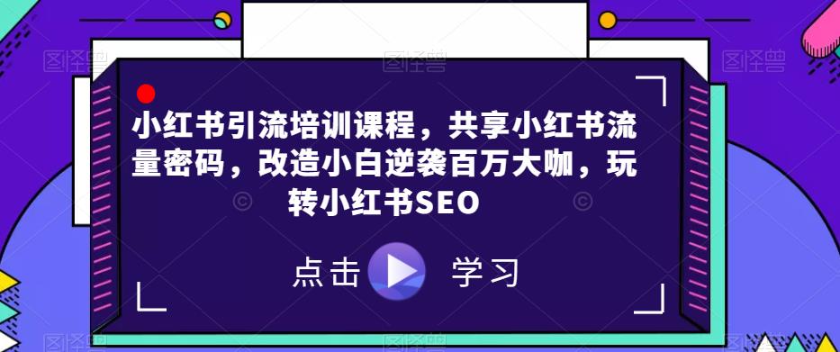 小红书引流培训课程,共享小红书流量密码,改造小白逆袭百万大咖,玩转小红书SEO