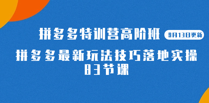 图片[1]-【独家攻略】2023拼多多特训营高阶班，带你玩转拼多多技巧！赶快来学习吧！【9月13日更新】-云上仙人资源网