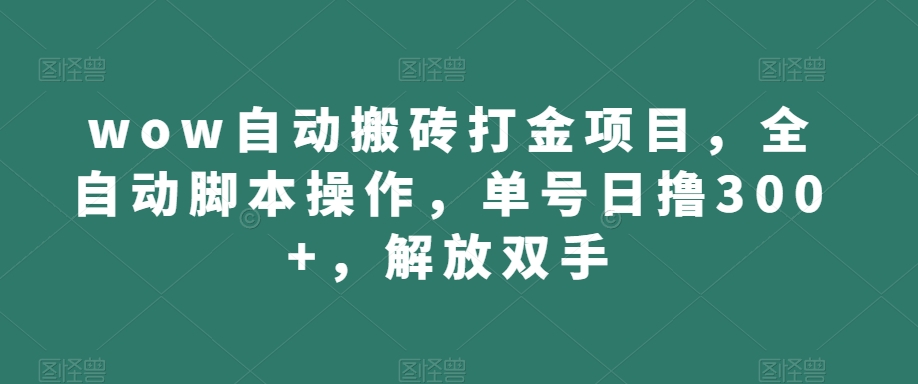wow自动搬砖打金项目,全自动脚本操作,单号日撸300+,解放双手【揭秘】