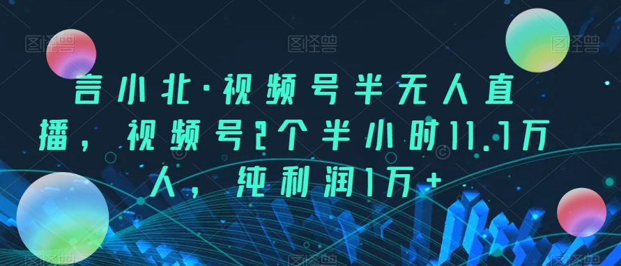 言小北·视频号半无人直播,视频号2个半小时11.7万人,纯利润1万+