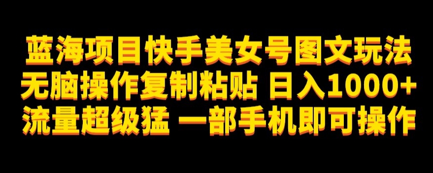 蓝海项目快手美女号图文玩法，无脑操作复制粘贴，日入1000 流量超级猛一部手机即可操作【揭秘】