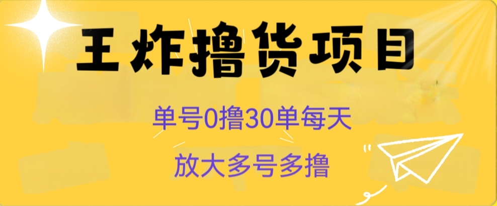 王炸撸货项目,单号0撸30单每天,多号多撸【揭秘】