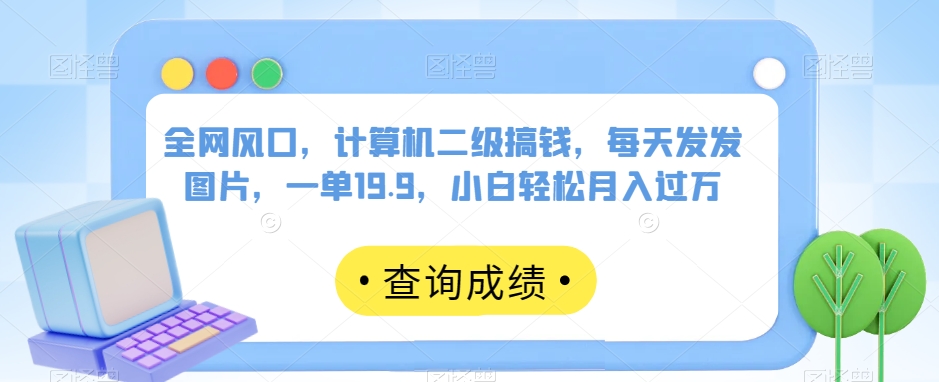 全网风口,计算机二级搞钱,每天发发图片,一单19.9,小白轻松月入过万【揭秘】