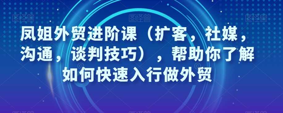 图片[1]-凤姐外贸进阶课（扩客，社媒，沟通，谈判技巧），帮助你了解如何快速入行做外贸-云上仙人资源网