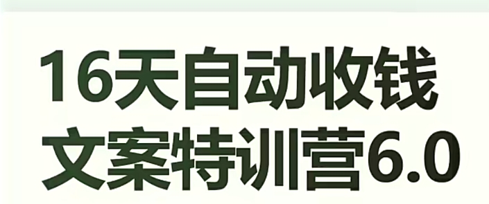 16天自动收钱文案特训营6.0,学会儿每天自动咔咔收钱