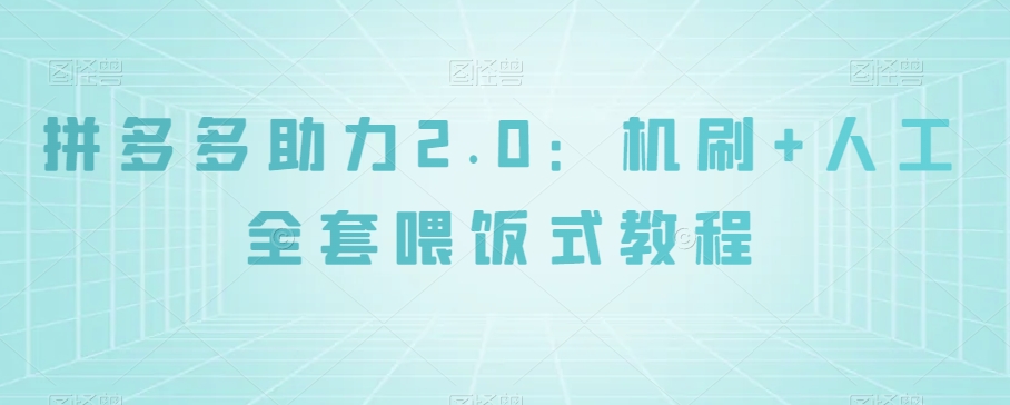 拼多多助力2.0:机刷+人工全套喂饭式教程【揭秘】