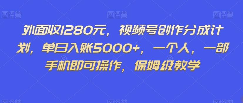 图片[1]-外面收1280元，视频号创作分成计划，单日入账5000+，一个人，一部手机即可操作，保姆级教学【揭秘】-云上仙人资源网