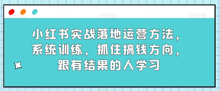 图片[1]-小红书实战落地运营方法，系统训练，抓住搞钱方向，跟有结果的人学习-云上仙人资源网