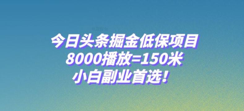 图片[1]-今日头条掘金低保项目，8000播放=150米，小白副业首选【揭秘】-云上仙人资源网