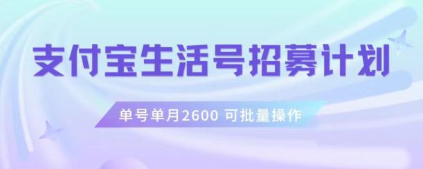 图片[1]-支付宝生活号作者招募计划，单号单月2600，可批量去做，工作室一人一个月轻松1W+【揭秘】-云上仙人资源网