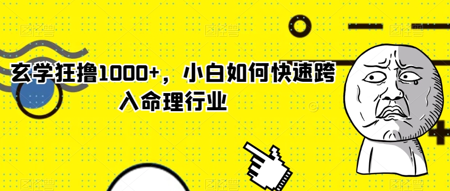 玄学狂撸1000+,小白如何快速跨入命理行业【揭秘】