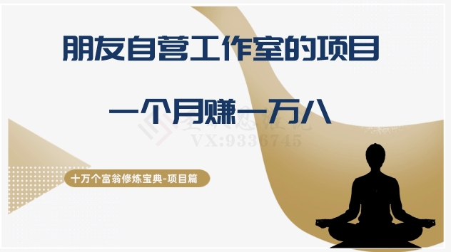 十万个富翁修炼宝典之16.朋友自营工作室的项目,一个月赚一万八