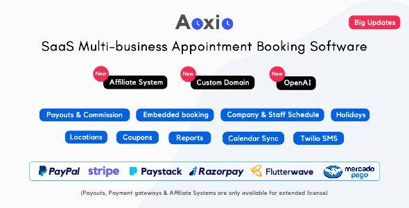 Aoxio v2.1 - SaaS多业务服务预订软件