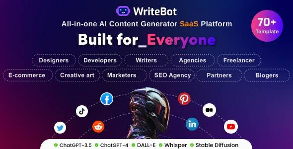 WriteBot v2.8.0 -人工智能内容生成器SaaS平台