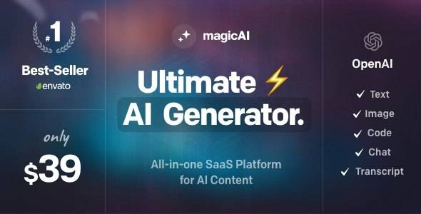 MagicAI v3.2 - OpenAI内容，文本，图像，聊天，代码生成器作为SaaS