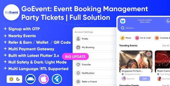 GoEvent v1.2 -活动预订管理-活动策划- Flutter完整解决方案应用程序